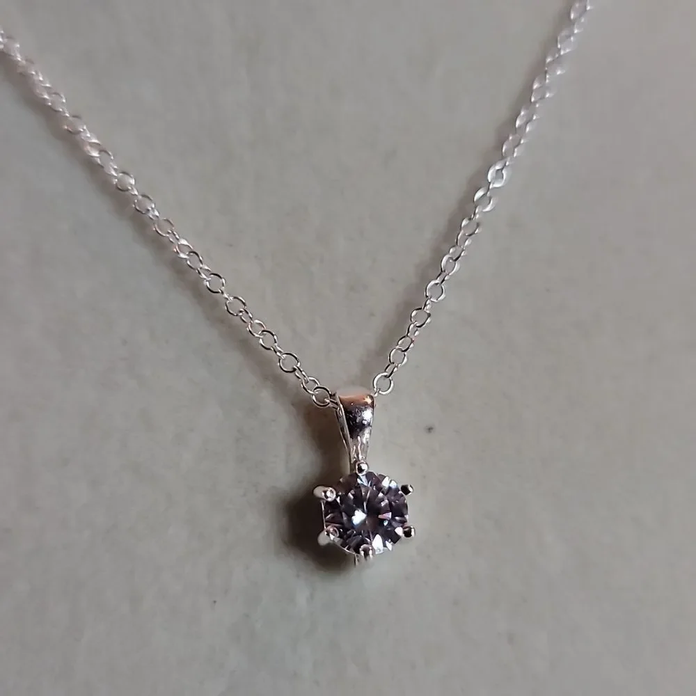 Iam Sterling Silver Necklace with Sparkling Cubic Zirconia Pendant New - Picture 3 of 4